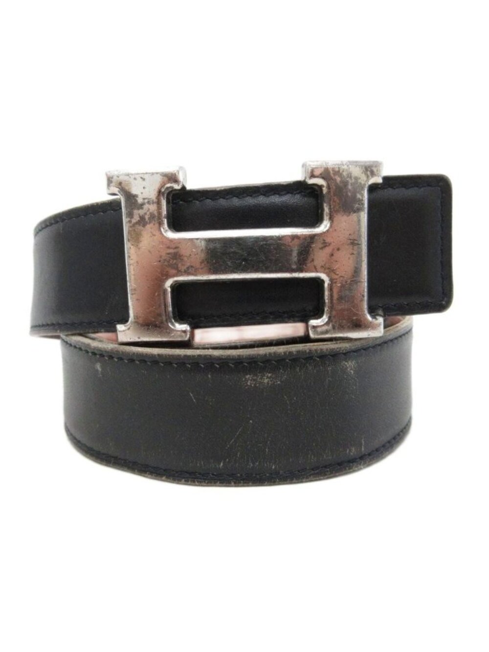 Hermes Constance H Logo Buckle Belt Leather 70 Black
